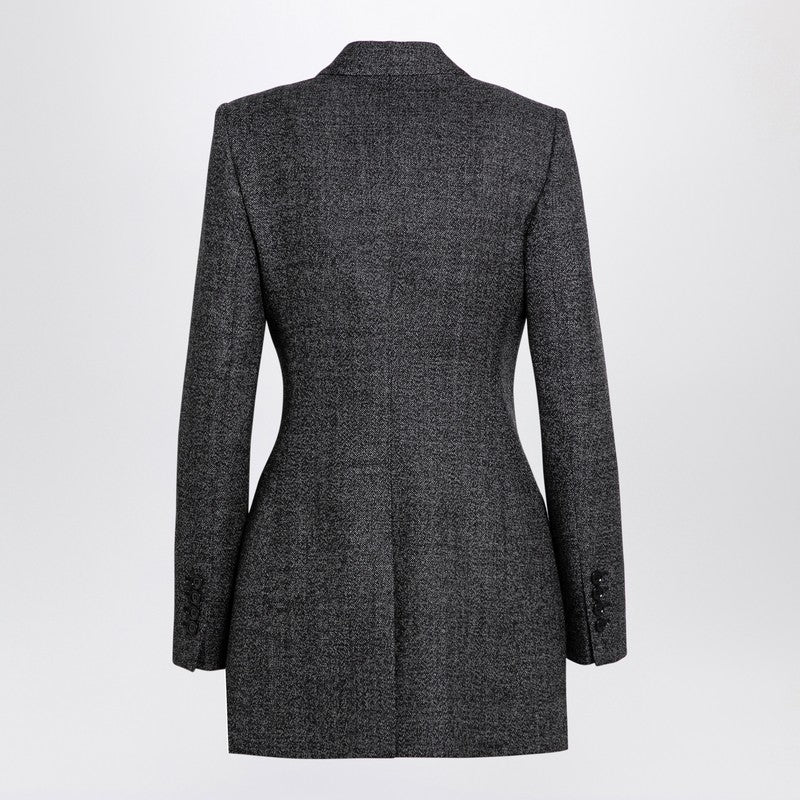 Anthracite Grey Tweed Double-breasted Jacket