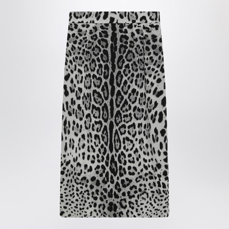 Leopard Print Silk Pencil Skirt