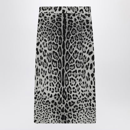 Leopard Print Silk Pencil Skirt