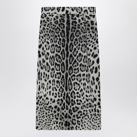 Leopard Print Silk Pencil Skirt