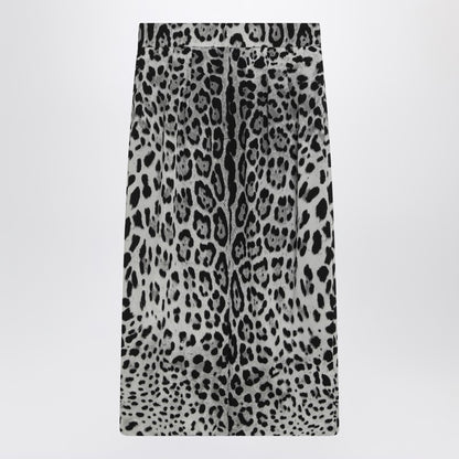 Leopard Print Silk Pencil Skirt