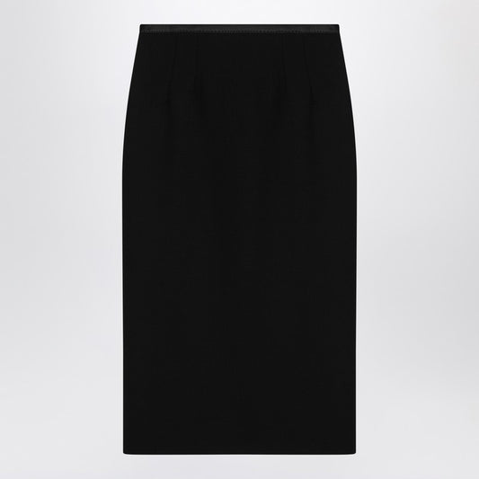 Black Pencil Skirt In Wool Crêpe
