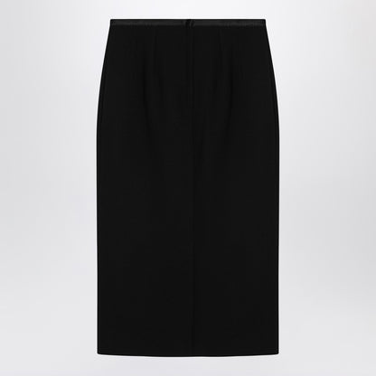 Black Pencil Skirt In Wool Crêpe