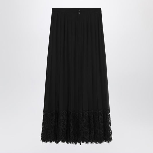 Gonna midi in chiffon and black lace