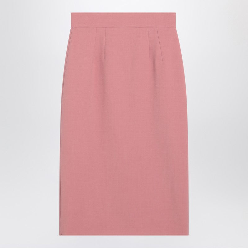 Pink Wool Pencil Skirt