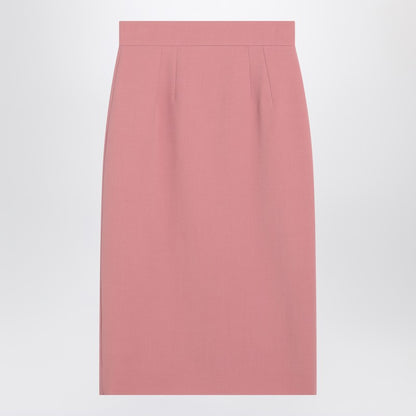 Pink Wool Pencil Skirt