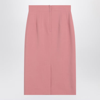 Pink Wool Pencil Skirt