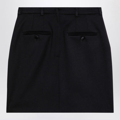 Black Virgin Wool Miniskirt