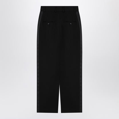 Black Gabardine Wool Pencil Skirt