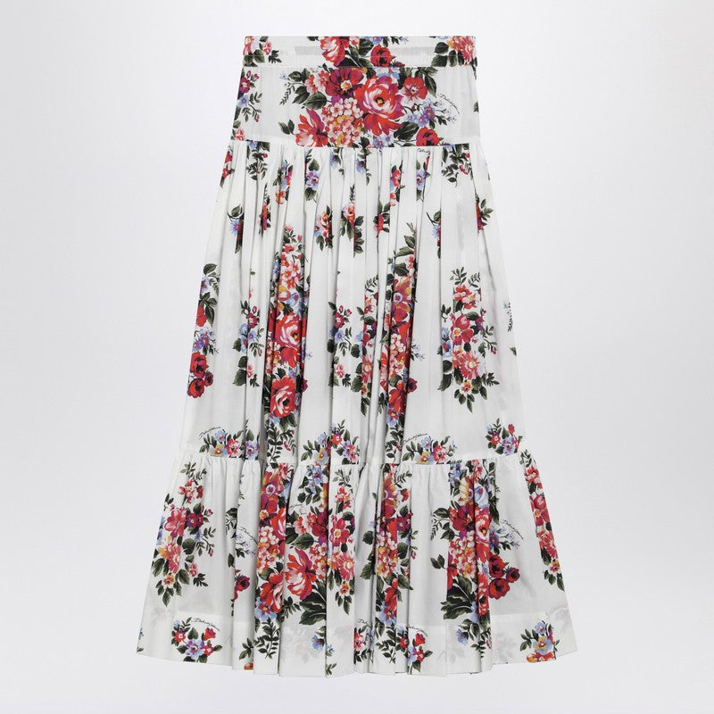 Long white skirt with floral print