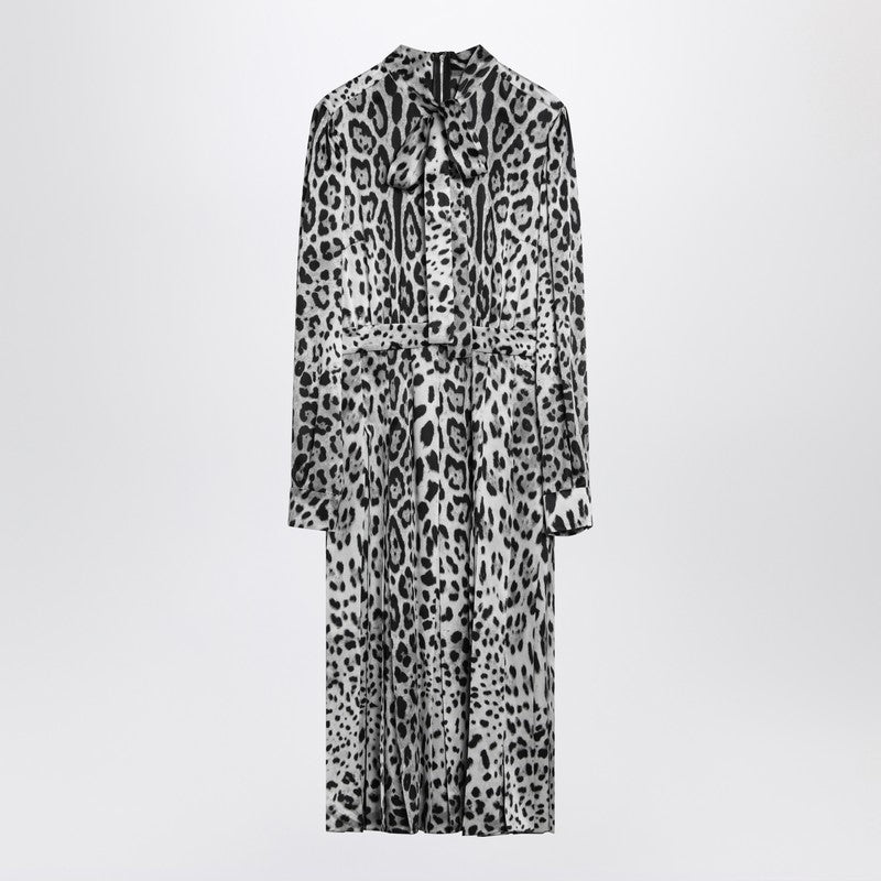 Leopard Print Silk Longuette Dress