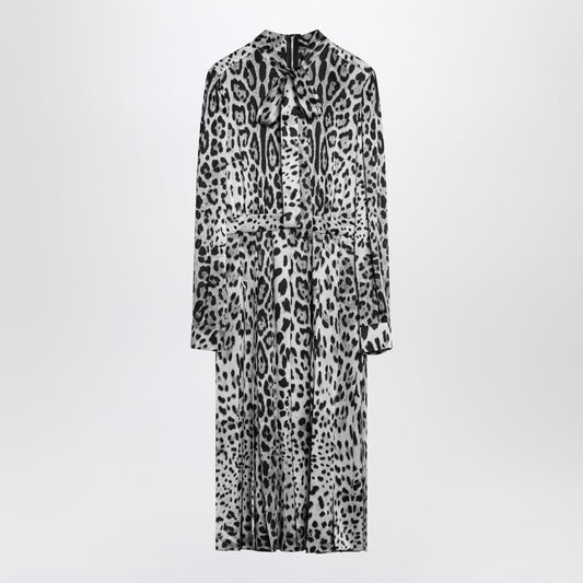 Leopard Print Silk Longuette Dress