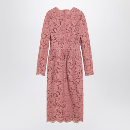 Pink Lace Tube Longuette Dress