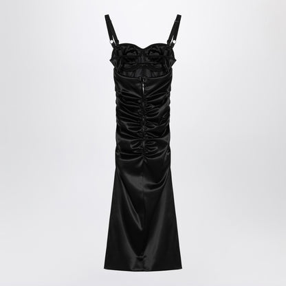 Draped Black Dress With Bra Detail