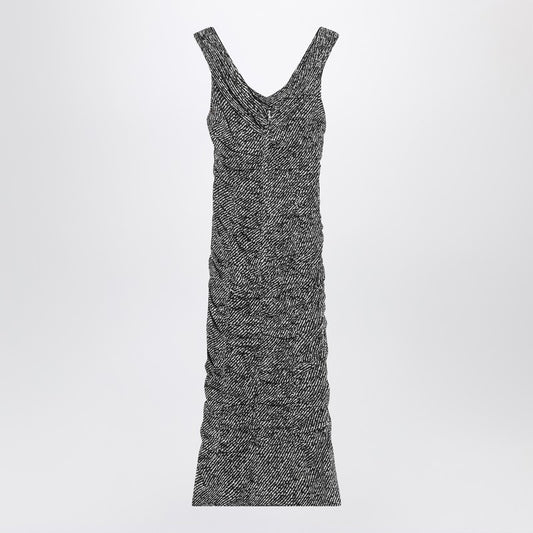 Diagonal print dress in silk blend