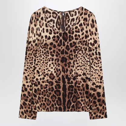 Silk Blend Leopard Print T-shirt