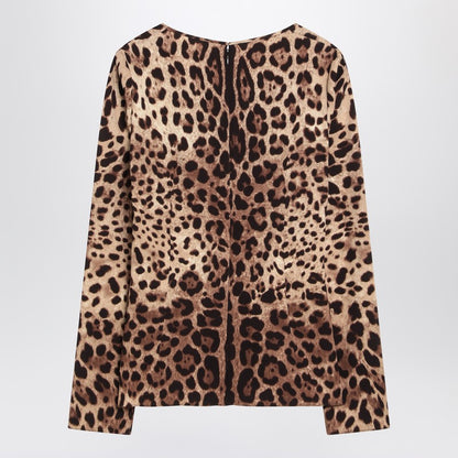 Silk Blend Leopard Print T-shirt