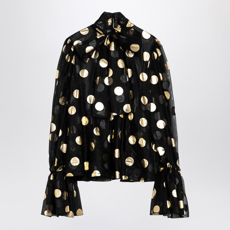 Silk Organza Lamé Polka Dot Blouse