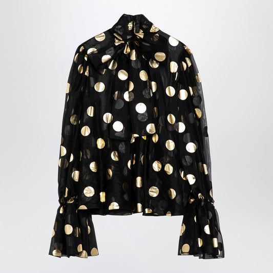 Silk Organza Lamé Polka Dot Blouse