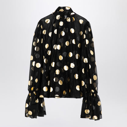 Silk Organza Lamé Polka Dot Blouse