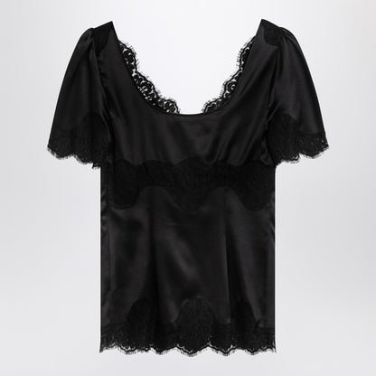 Black Top In Satin And Lace
