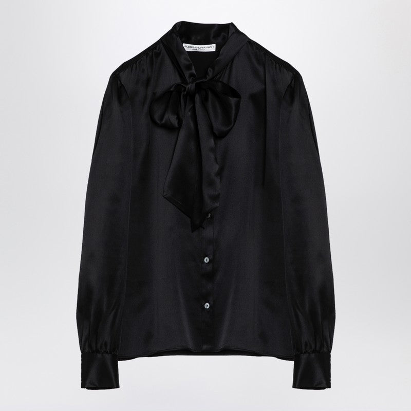 Black Silk Shirt With Bow