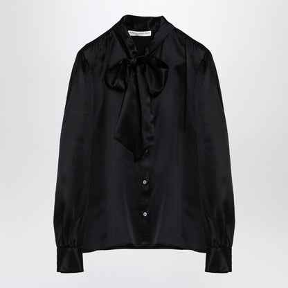 Black Silk Shirt With Bow