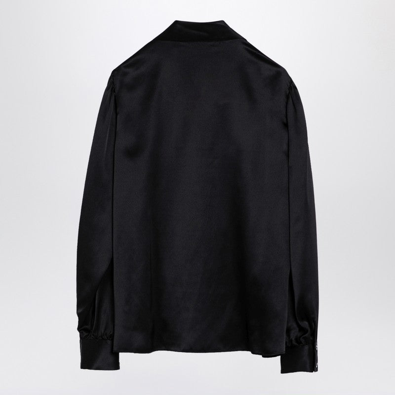 Black Silk Shirt With Bow