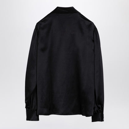 Black Silk Shirt With Bow