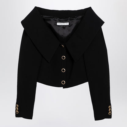 Black Off Shoulder Jacket In Wool