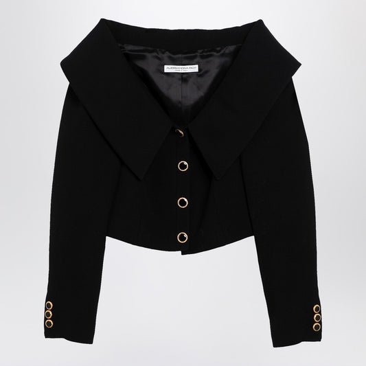 Black Off Shoulder Jacket In Wool