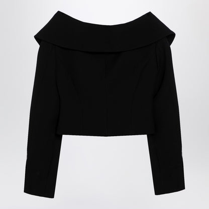 Black Off Shoulder Jacket In Wool