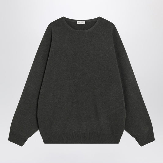 Faded black crewneck sweater in wool