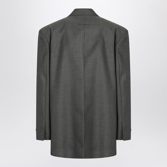 Grey single-breasted wool blazer