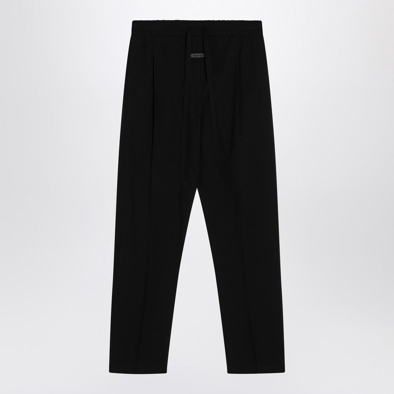 Black Cotton And Wool Trousers