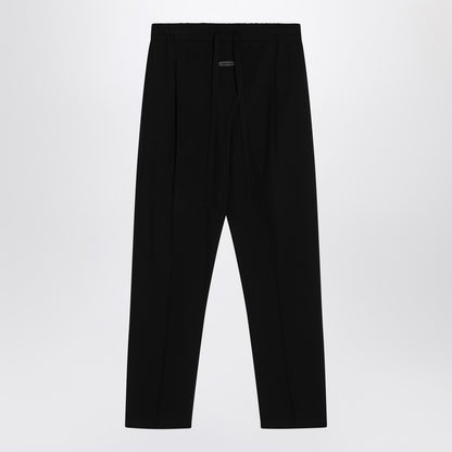 Black Cotton And Wool Trousers