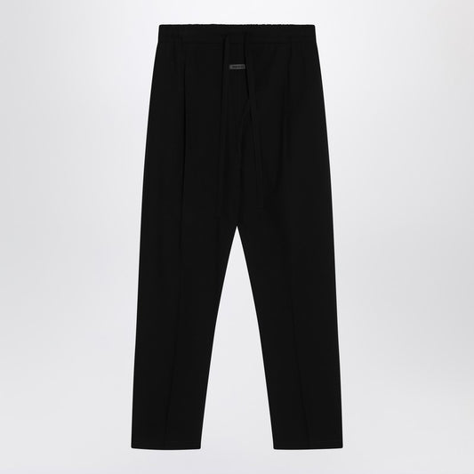 Black Cotton And Wool Trousers