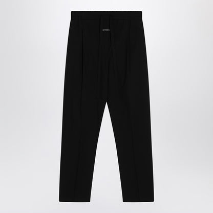Black Cotton And Wool Trousers