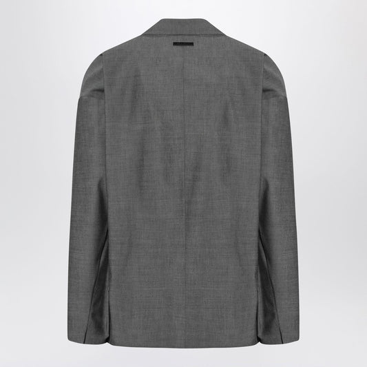 جاكيت رمادي بصف واحد من الأزرار من القطن والصوف