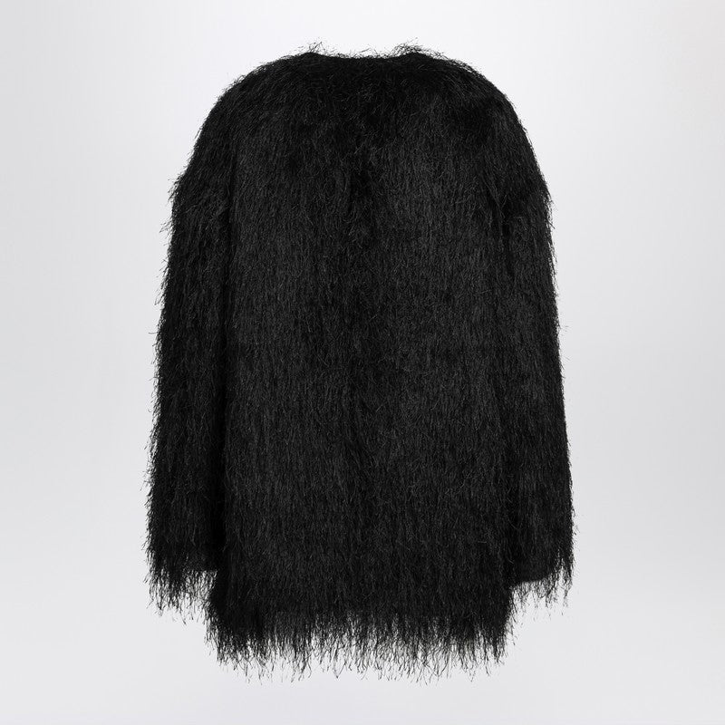 Black Filipo coat with fringes