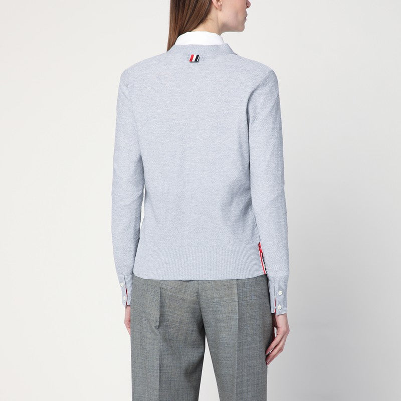 Light Grey Cardigan In Cotton And Silk
