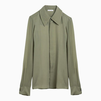 Olive green silk shirt