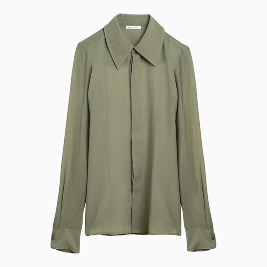 Olive green silk shirt