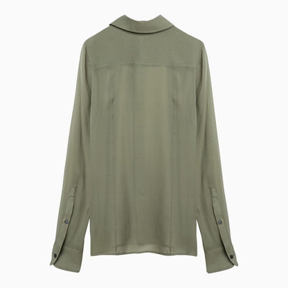 Olive green silk shirt