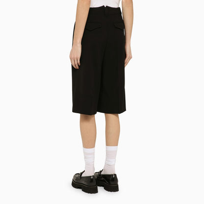 Black wool-blend bermuda shorts
