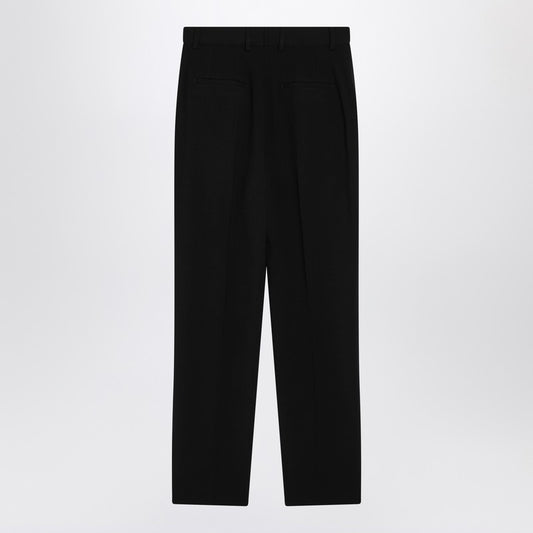 Black wool canvas trousers