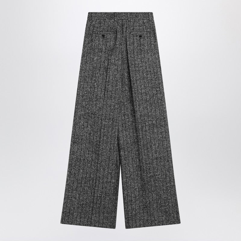 Wide dark grey striped trousers