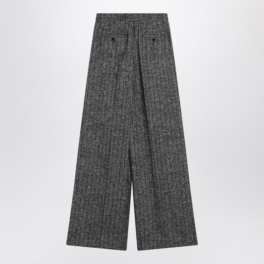 Wide dark grey striped trousers