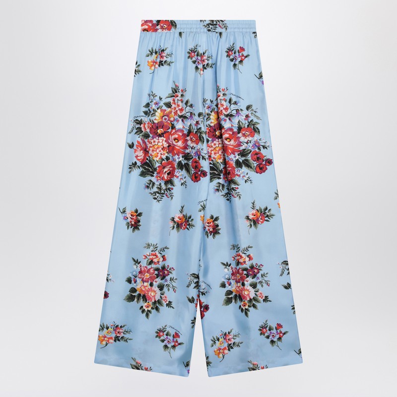 Silk twill trousers with floral print