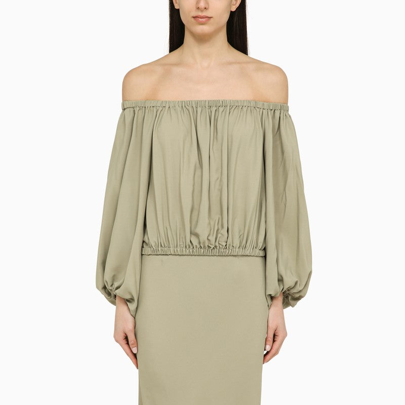 Sage silk blend top